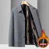 Jaqueta masculina 2026 outono e inverno gola estilo workwear para jovens e meia-idade negócios quente espessada de lã para deslocamento casaco externo casual