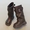 Botas Altas para Niña 2026 Otoño/Invierno Nuevo Estilo Botas de Montar Martin para Niña Suela Suave Forradas de Terciopelo Cálidas Botas Grandes de Algodón