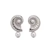 Pendientes de Perla con Colgante de Caracola Estilo Minimalista Transfronterizo Europeo y Americano, Pendientes de Lujo Ligero de Gama Alta, Accesorios para Orejas de Estilo Vacacional de Moda para Mujer