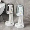 Estante para cepillos de dientes de baño, estante de almacenamiento con drenaje sin perforaciones para pasta de dientes y cepillos de dientes, estante transparente para vasos de cepillos de dientes para dormitorio