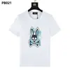 Camiseta al por mayor de marca americana moderna Psychobunny con estampado de calavera de conejo colorido y degradado, manga corta, cuello redondo