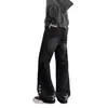 Jeans Bordado com Estrela Estilo High Street Americano para Homens, Design Cleanfit Outono e Inverno, Slim Fit, Perna Reta, Calças Ligeiramente Flare