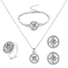 Juego de Joyas para Mujer, Conjunto Moderno de Tres Piezas, Collar, Pendientes y Anillo Personalizados de Alta Gama Incrustados con Pedrería Creativa