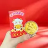 2027 Año de la Oveja Moneda de Oro Propicia Atracción de Riqueza Tarjeta de Dinero Bolsa de Terciopelo Paquete de Sobre Rojo Moneda Conmemorativa de Pan de Oro Regalo de Año Nuevo