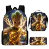 Conjunto de Três Peças Transfronteiriço Nova Mochila Escolar Grete, Bolsa de Ombro e Estojo, Mochila de Grande Capacidade, Mochila de Desenho Animado para Alunos do Ensino Fundamental e Médio