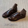 Mocasines retro para mujer, sin cordones, con 6 cm de aumento interno de altura, tacón plano, estilo británico, punta redonda, zapatos de talla pequeña