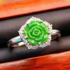 9278 Anel de Jadeíta Natural Grau A Flor de Rosa Atacado para Presente de Ano de Nascimento para Melhor Amigo Seleção de Diversidade