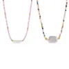 Colar de Pedra Natural Europeia e Americana com Pérolas de Água Doce para Mulheres, Criativo, Estiloso, Colorido, com Contas, Revestido em Aço Titânio com Ouro 18K, Corrente para Clavícula