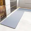 Tapete de Piso para Cocina de Lodo Diatómico Transfronterizo Tira Larga Absorción de Agua Absorción de Aceite Secado Rápido Antideslizante Almohadilla para Pies Juego de Tapetes para Puerta de Cocina de Color Sólido