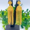 Aretes de Oro de 24K Estilo Étnico Aretes Retro con Borlas Doradas Yunnan Miao Elegantes y Modernos Aretes Largos