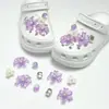 Corrente dourada girassol rosa compatível com Crocs luxo leve strass acessórios DIY flor de sapato decoração removível atacado fivela de sapato