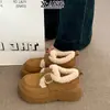 Sapatos Birkenstock Autênticos de Couro Pelúcia Engrossados Quentes Inverno Novo Estilo Sola Grossa Sapatos de Pele de Lã de Cordeiro Botas de Neve Grandes Sapatos de Algodão Femininos