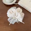 Scrunchie de malla de lunares estilo francés suave para mujer, liga para moño bicolor, accesorio para el cabello de alta gama