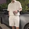 Traje casual para hombre, marca de moda de verano 2024, polo de manga corta y pantalones cortos deportivos, traje de dos piezas para hombre