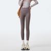 Pantalones de tiburón cepillados de otoño para mujer, pantalones de yoga para usar al aire libre, cintura alta, ajustan el abdomen, levantan los glúteos, look blanco adelgazante, leggings de estilo largo