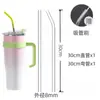 Pajita de Vidrio Transparente Resistente al Calor Extra Larga de 30 cm para Vaso Stanley Ice King de Grado Alimenticio para Mujeres Embarazadas Curva y Recta Universal