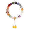 Pulsera Multicolor de Cristales Naturales de Dieciocho Cuentas Multi-Tesoro Multi-Bendición Pulsera de Cuentas Budistas Creativas Culturales de Lugares Escénicos Templo para Mujeres
