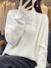 Nuevo suéter de otoño e invierno 2024 con botones de estilo chino para mujer, cuello medio alto, grande, rojo, grueso, retro, de punto suave y ceroso, otoño