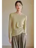 Camiseta de Punto de Manga Larga Estilo Francés Ceñida a la Cintura para Mujer en Otoño e Invierno Nueva Moda Ropa de Trabajo Prenda Base Interior Aspecto Adelgazante Top