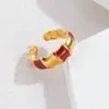 Anel Minimalista Boêmio com Gotejamento de Óleo e Nó de Bambu para Mulheres, Design Moderno e Único, Anel de Luxo Leve que Não Desbota