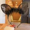 Fan Lei - Accesorios de lencería sexy, linda diadema con orejas de gato para mujer, diadema roja de red, orejas de conejo sexys, accesorios para el cabello z039