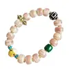 Pulsera de Hueso de Camello Color Sangre, Hueso de Buey del Tíbet Círculo Único Cuentas Budistas Estilo Tíbet, Ágata, Turquesa, Accesorios de Hueso Reciclado, Hilo de Pulsera Unisex