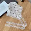 Diadema de Cuadros Azul Francés con Encaje Triángulo para Mujer Baotou Estilo Pastoral Diadema de Cabello Ambiente Costero de Alta Gama