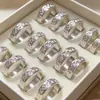 Conjunto de Anillos Dobles Estilo Moda Europeo y Americano, Anillo de Imitación Plata Giratorio, Anillo Giratorio de Flor de Arroz Moderno para Alivio del Estrés