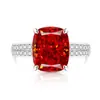 Transmisión en vivo súper venta anillo de flor de hielo de gema colorida corte súper brillante diamante de alto carbono electrochapado en oro real moda lujo anillo cuadrado grueso súper grande