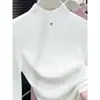 Suéter de Tricô Gola Alta Vermelho Ankora para Mulheres, Camada Interna Outono e Inverno, Suéter de Gola Média, Elegante Top Vinho