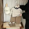 Camiseta Interior para Bebé Primavera y Otoño Estilo Coreano Nuevo Estilo Rayas Camiseta de Manga Larga Ropa de Bebé de Otoño