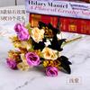 Fabricante Mayorista de Flores Artificiales Dropshipping Mesa Flor de Boda 12 Ramos de Rosas Estilo Europeo Rosas Diamante