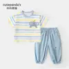 Conjunto Panda Kaka para Meninos Roupas de Verão Infantis Conjunto de Duas Peças de Verão para Meninas Body Bebê Roupas de Verão para Bebê Tendência