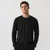 Atacado do fabricante outono e inverno manga longa gola redonda masculino versátil solta casual moderno simples cor sólida camiseta
