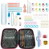 Juego de ganchillo de Amazon, 100 piezas, herramientas de tejido, bolsa de material, funda de cuero, juego de ganchillo de alúmina.