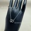 Colar de Anéis Duplos Encaixados para Mulheres, Prata Pura, Estilo Simples e Minimalista, Design de Nicho, Elegante Corrente de Clavícula com Dois Círculos