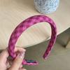 Faixa de cabeça xadrez rosa feminina estilo coreano, alta pressão craniana, xampu para cabelo, joias para sair, todos os acessórios de cabeça fofos e doces