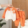 Camisa Casual para Niños 2025 Nuevo Lindo Dibujo Animado Cuello Camisero Manga Larga Conjunto de Dos Piezas Ropa de Otoño para Bebé Sudadera Moderna de Moda