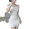 Vestido Corto Ajustado con Encaje Hombros Descubiertos Transfronterizo 2026 para Mujer, Vestido Corto Bodycon Sexy para Discoteca