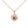Collar de Proyección de Corazón de Amor Clásico Más Vendido de Comercio Exterior para Mujer, Acero de Titanio, No se Desvanece, Colgante Simple de Circonita Microincrustada para el Día de San Valentín