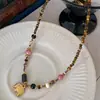 Collar de Elefante Pequeño con Cuentas de Isla Fantasía, Elegante y de Moda Cadena para Clavícula de Piedra Ojo de Tigre Melard Otoño/Invierno, Collar de Elefante Auspicioso