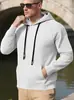 Moletom Jacquard Casual Americano Masculino Transfronteiriço da Amazon, Moletom com Capuz Versátil de Cor Sólida Xadrez Masculino com Bolsos