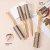 Peine Rulo de Cerdas de Jabalí y Madera de Loto para Rizos, Peine de Tubo de Aluminio para Peinar, Cuanto Más Peinas Más Rizos Creas, Peine Rulo Eléctrico Profesional para Peinar