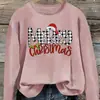Sudadera con Capucha Redonda Estampada con Letras Navideñas para Mujer - Festiva