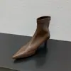 Botines de punta estilo francés para mujer, nueva colección primavera/otoño 2024, de tacón bajo, modernos, de piel suave, versátiles, forrados de felpa, estilizan y disponibles en estilos tobilleros y para pierna descubierta