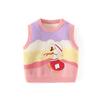 Nuevo Chaleco de Punto para Niños Espesado Otoño e Invierno para Niñas Bloque de Color Pato Cuello Redondo Chaleco Protección de Vientre Ropa para Niños Suéter Venta al por Mayor
