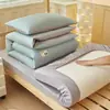 Juego de ropa de cama de seis piezas de algodón para dormitorio de estudiante universitario, sábanas de algodón puro, colcha, funda de edredón de algodón, sábana bajera, juego de cama de tres piezas