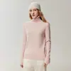 100% cachemir puro, nueva colección otoño 2026, suéter de punto simple y elegante con cuello de volantes, diseñado para mujeres