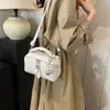 Bolsa de Mão com Textura da Moda para Mulheres 2026 Nova Retrô Simples Boston Quadrada Pequena Bolsa de Ombro Único Bolsa de Câmera