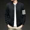 Chaqueta de punto de manga larga con bloques de color estilo Hong Kong Yingao Otoño e Invierno Nueva Gruesa de un solo botón Joven Guapo Suéter Cardigan
